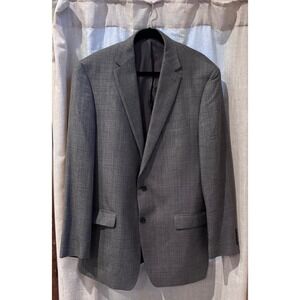 Ralph Lauren Mens Gray Silk Wool Blend Blazer Sport Coat 44XL 2-Button Plaid